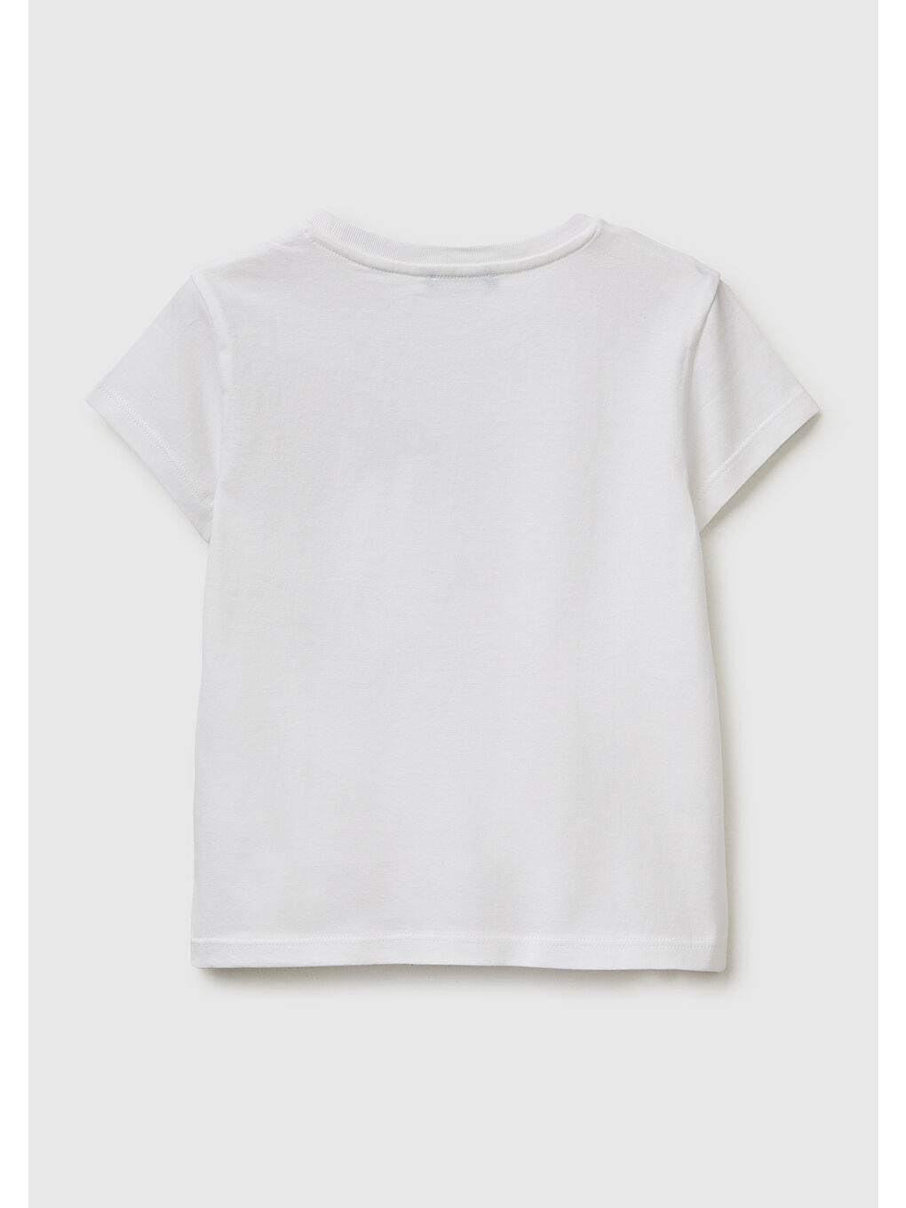 Kız Çocuk Ekru Simli Su Bazlı Baskılı Bisiklet Yaka T-Shirt-1