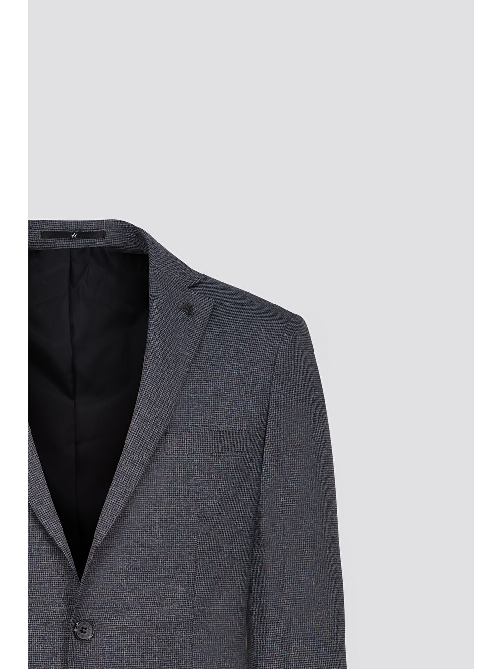 Erkek Lacivert-Gri Slim Fit Dar Kesim Kazayağı Desenli Takım Elbise-10