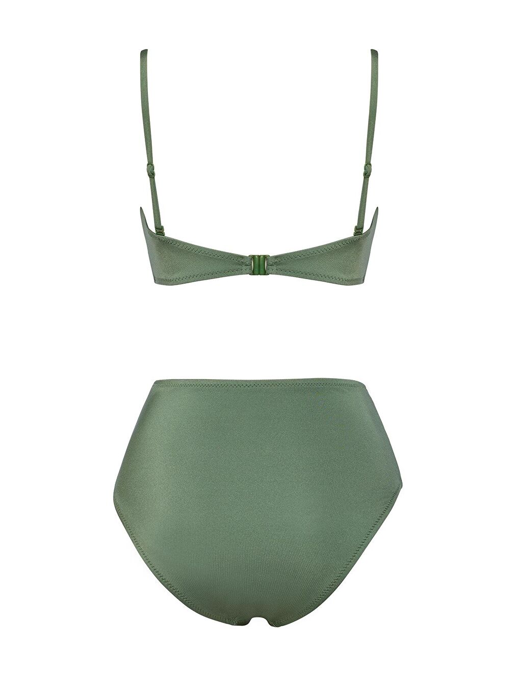 Haki Straplez Özel Tasarım Aksesuarlı Bikini Takım-1