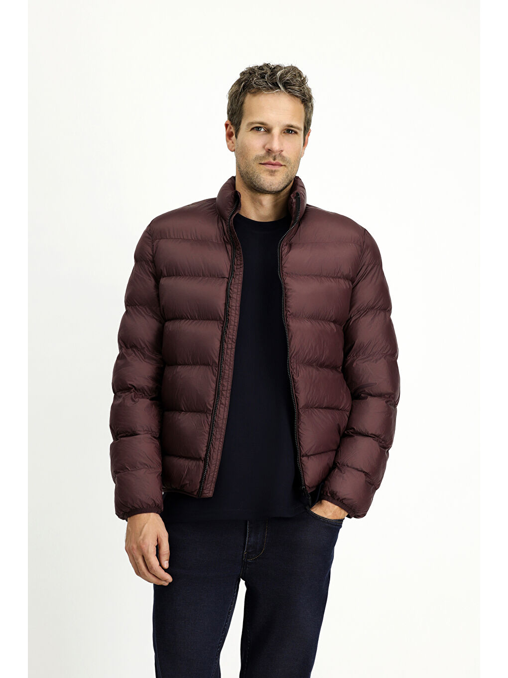 Bordo Çantalı Spor Şişme Mont-3