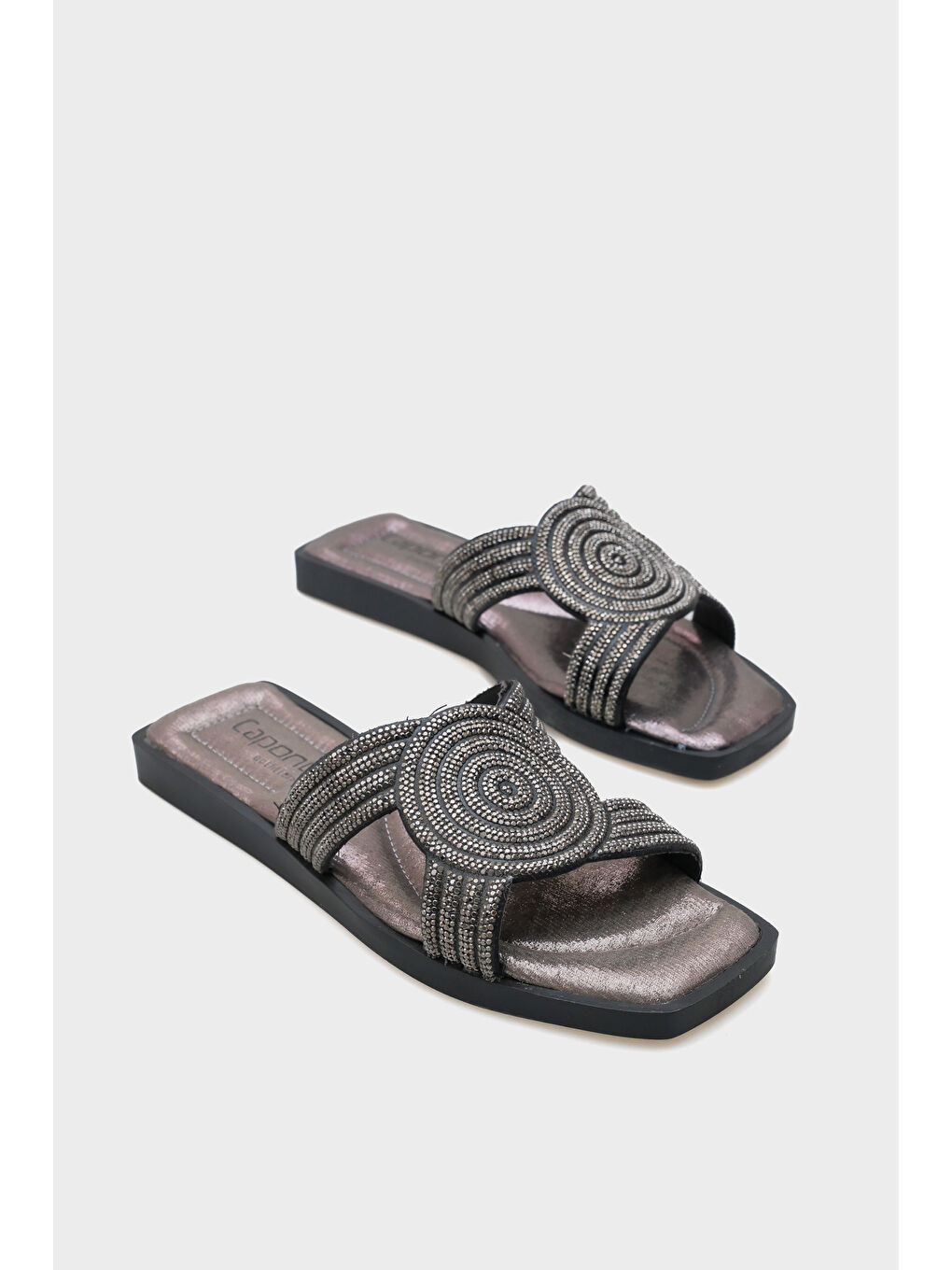 Gri Leah Taşlı Terlik-1