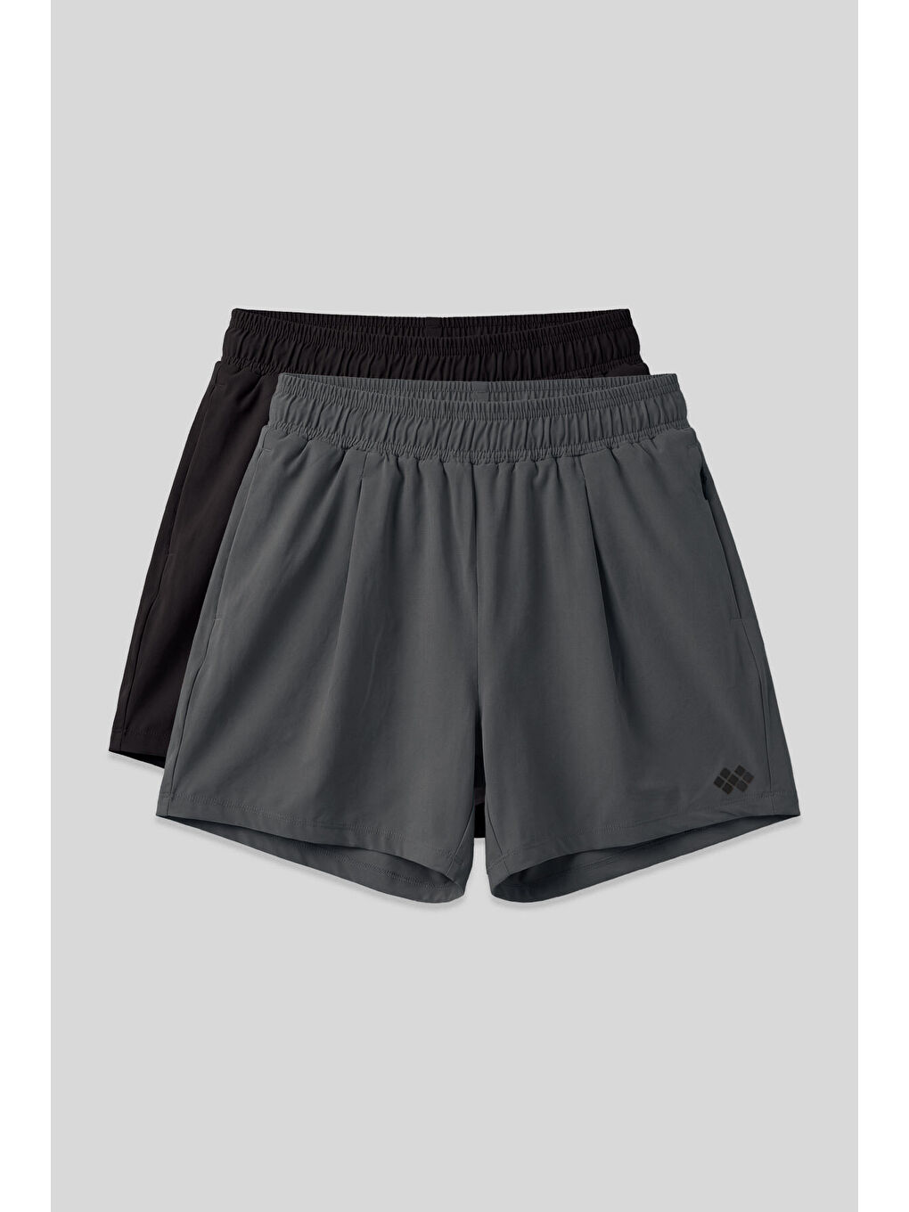 Rahat Form Fermuarlı 2li Paket Siyah-Haki Kadın Şort - 91014