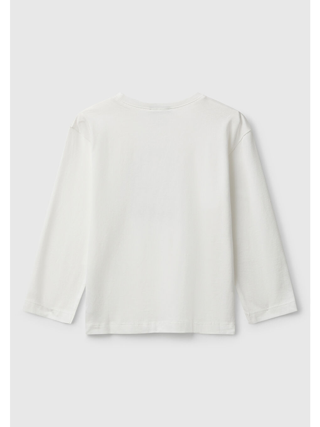 Erkek Çocuk Ekru Organik Pamuklu Önü Logo Baskılı Uzun Kollu Jarse T-shirt-1