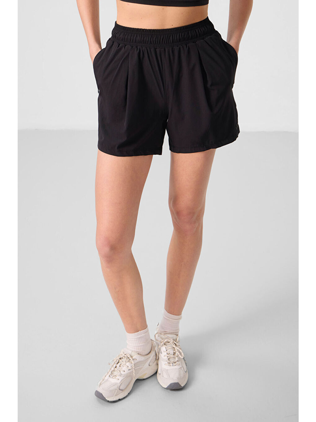 Rahat Form Fermuarlı 2li Paket Siyah-Haki Kadın Şort - 91014-1