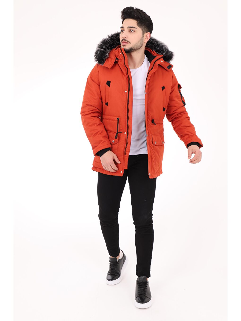 Kahverengi Bill İçi Kürklü Kapüşonlu Mont-2