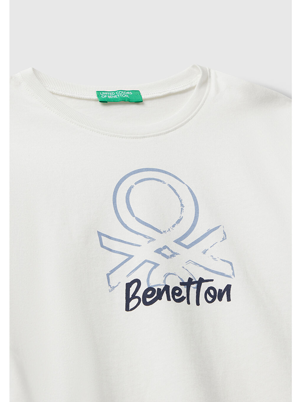 Erkek Çocuk Ekru Organik Pamuklu Önü Logo Baskılı Uzun Kollu Jarse T-shirt-2