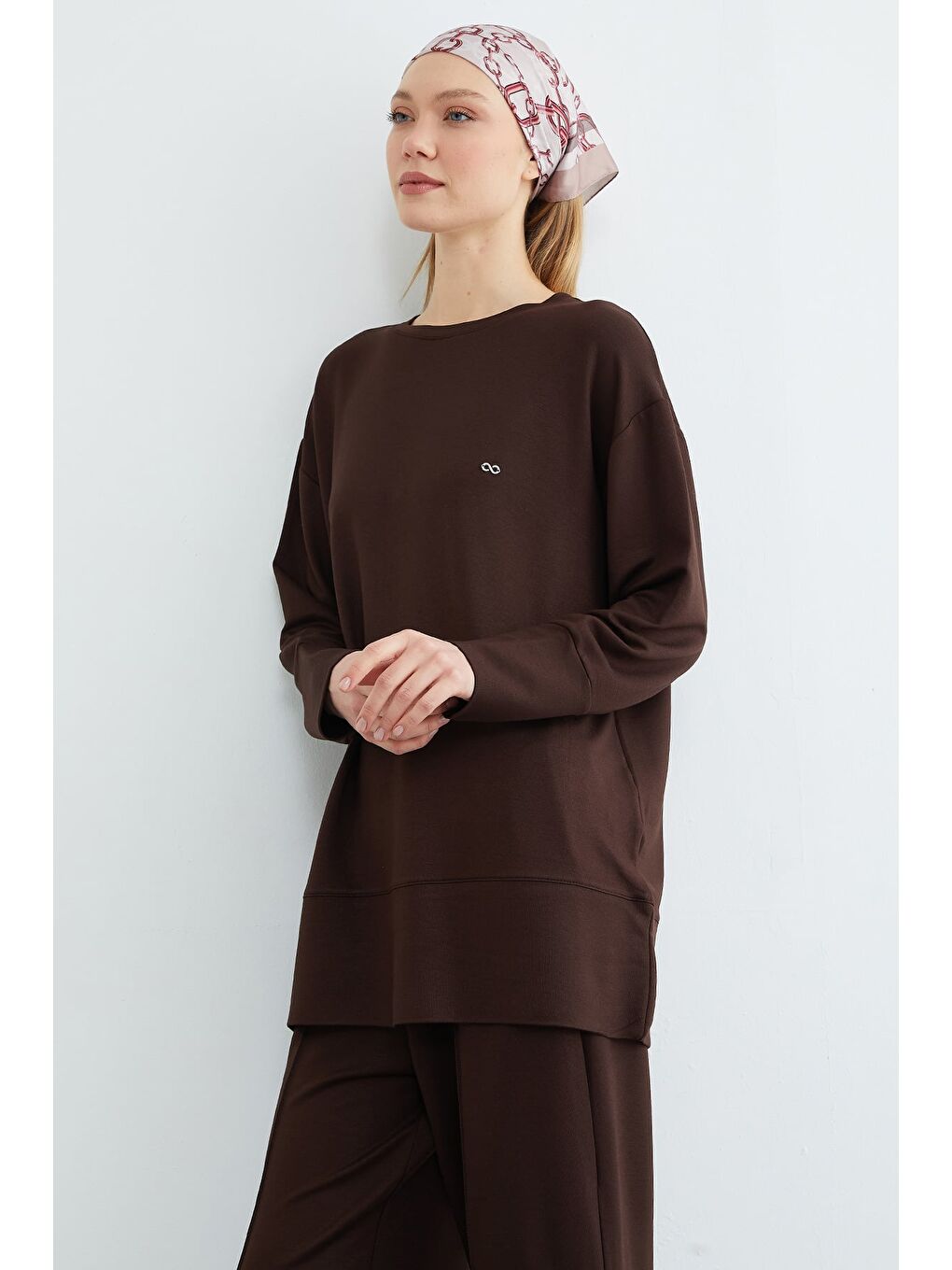 Kahverengi Fullamodest Büyük Beden Çimalı Modal 2 Li Takım-4