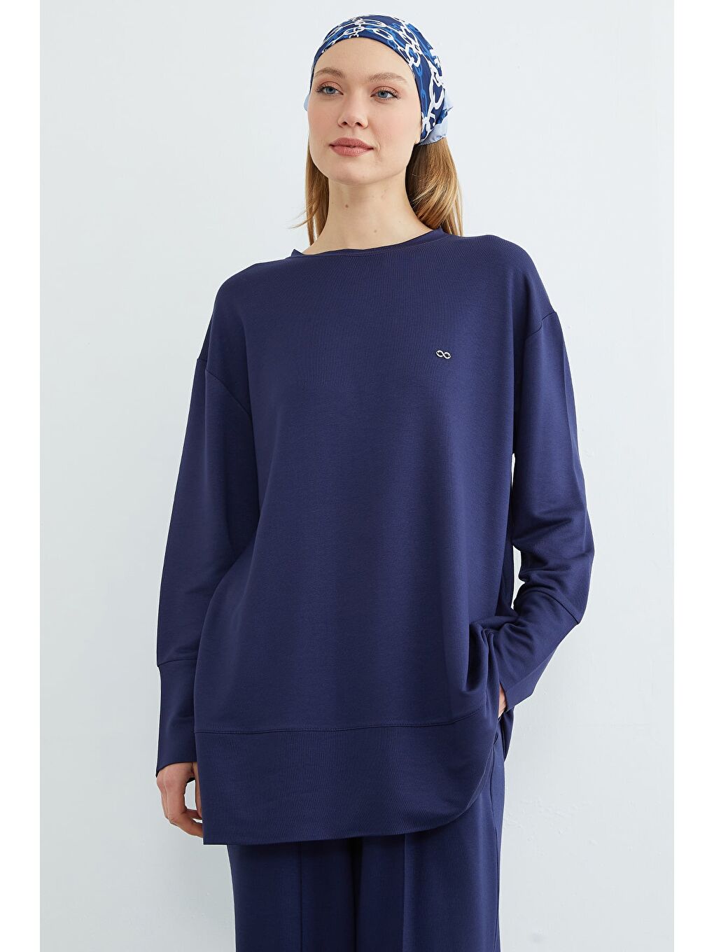 Lacivert Fullamodest Büyük Beden Çimalı Modal 2 Li Takım-1