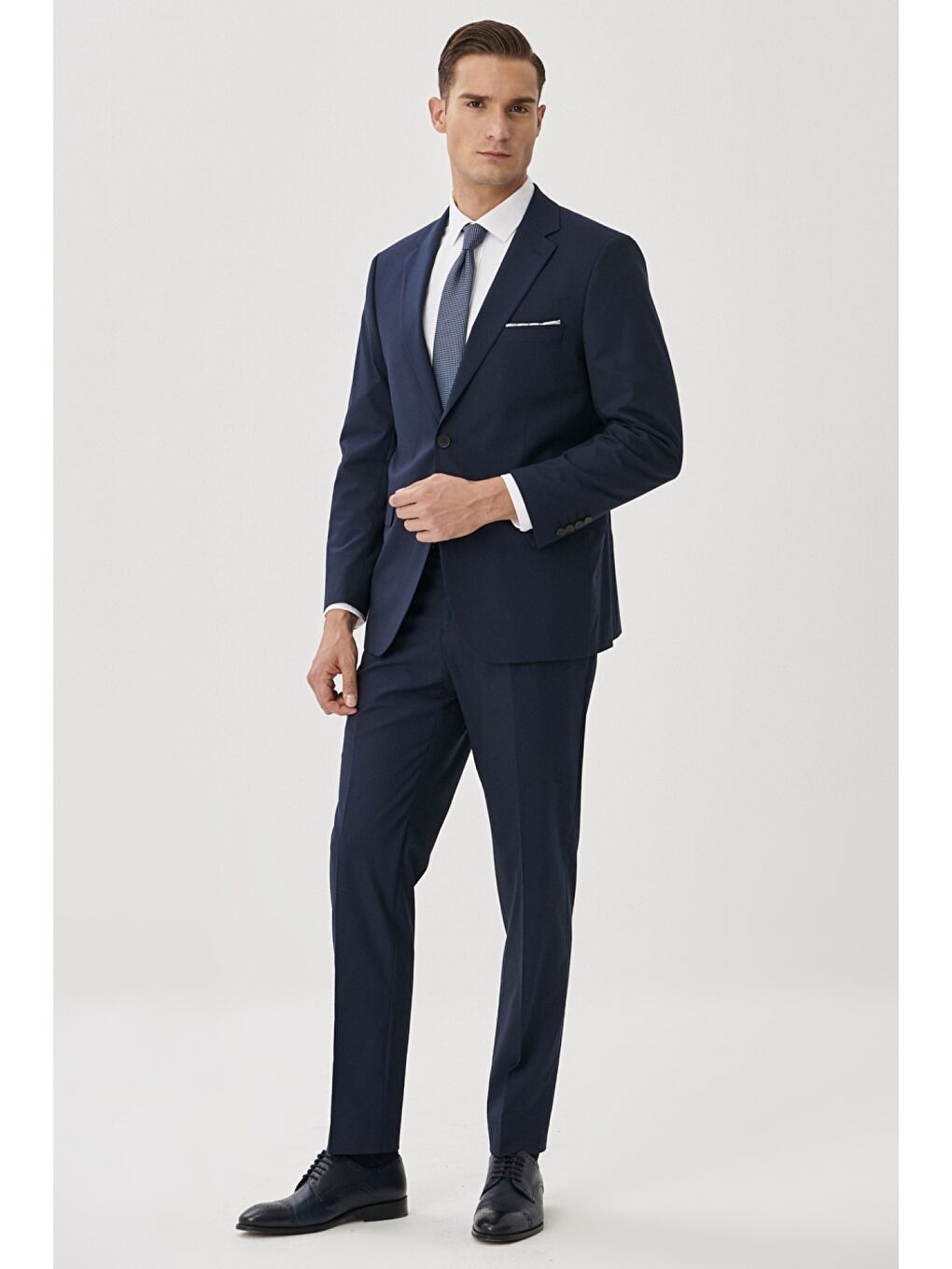 Erkek Lacivert Regular Fit 4 Drop Takım Elbise-1