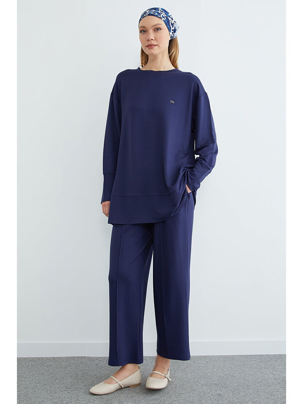 Lacivert Fullamodest Büyük Beden Çimalı Modal 2 Li Takım-3