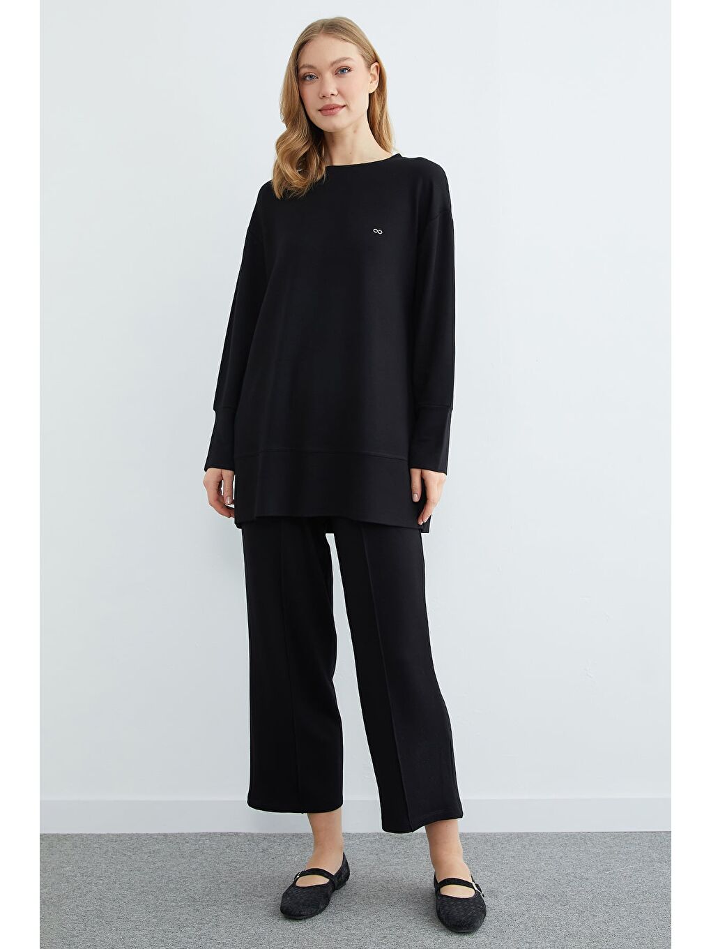 Siyah Fullamodest Büyük Beden Çimalı Modal 2 Li Takım