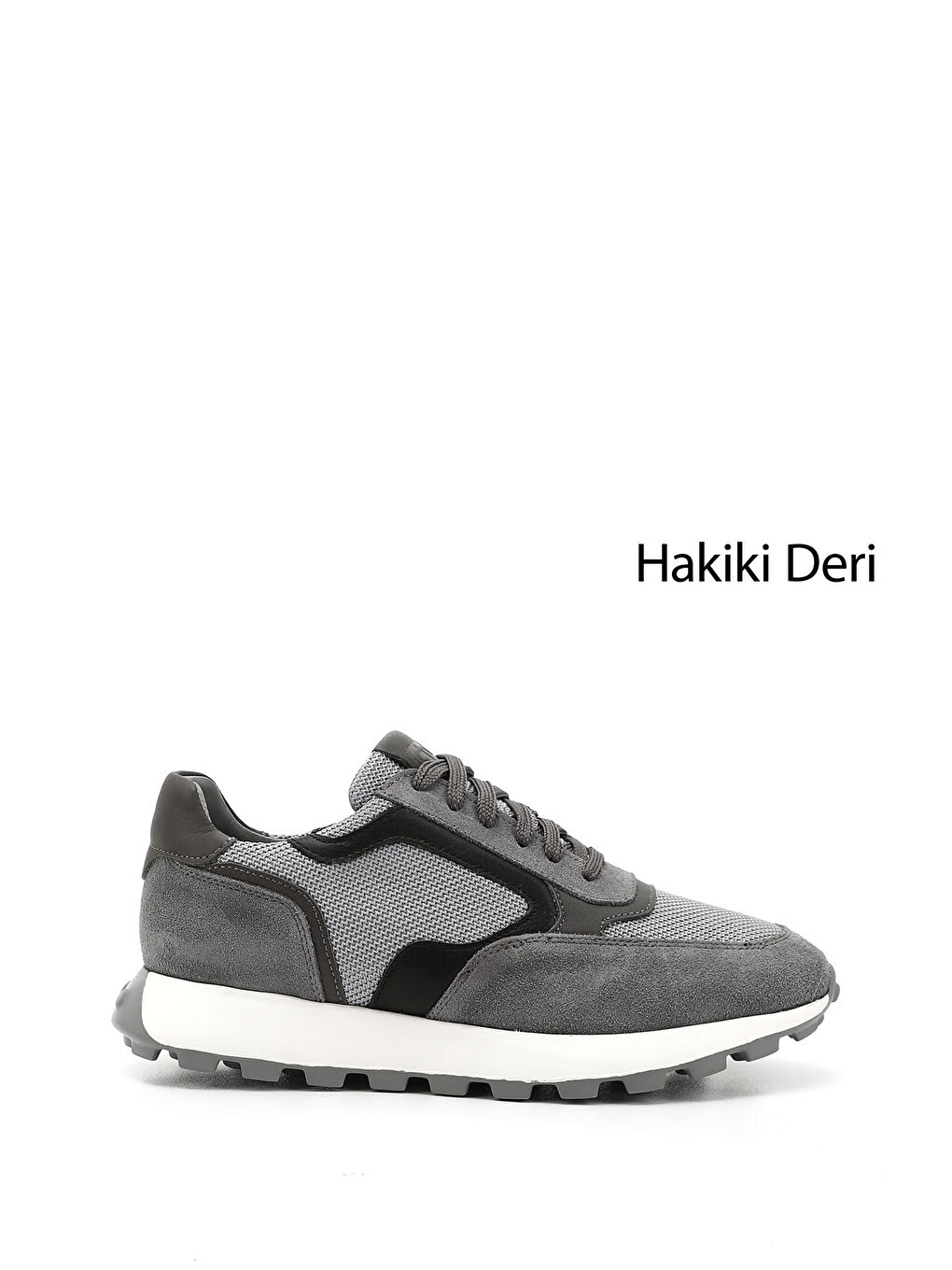 Gri Erkek GRİ Bağcıklı Hakiki Deri Sneaker