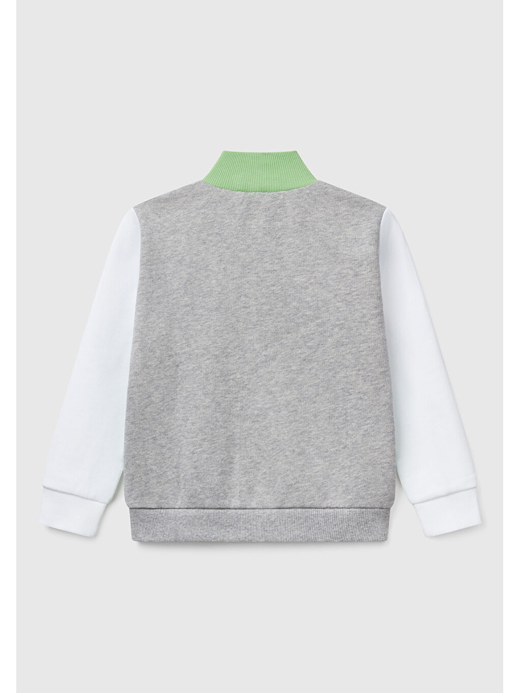 Erkek Çocuk Fıstık Yeşili Benetton Logo İşlemeli Fermuarlı Sweatshirt-1