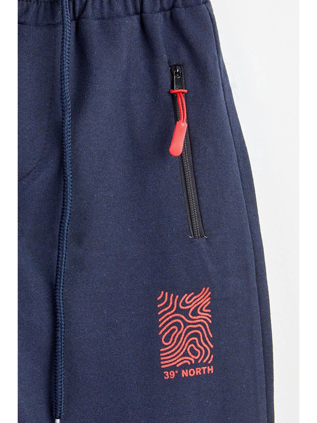 Erkek Çocuk Lacivert Paça Manşetli Baskılı Eşofman Altı - 24804-1