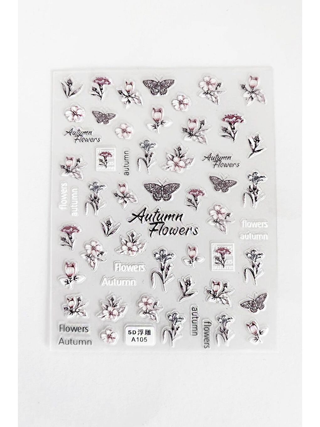 Autumn Flowers Kendinden Yapışkanlı Tırnak Sticker-1