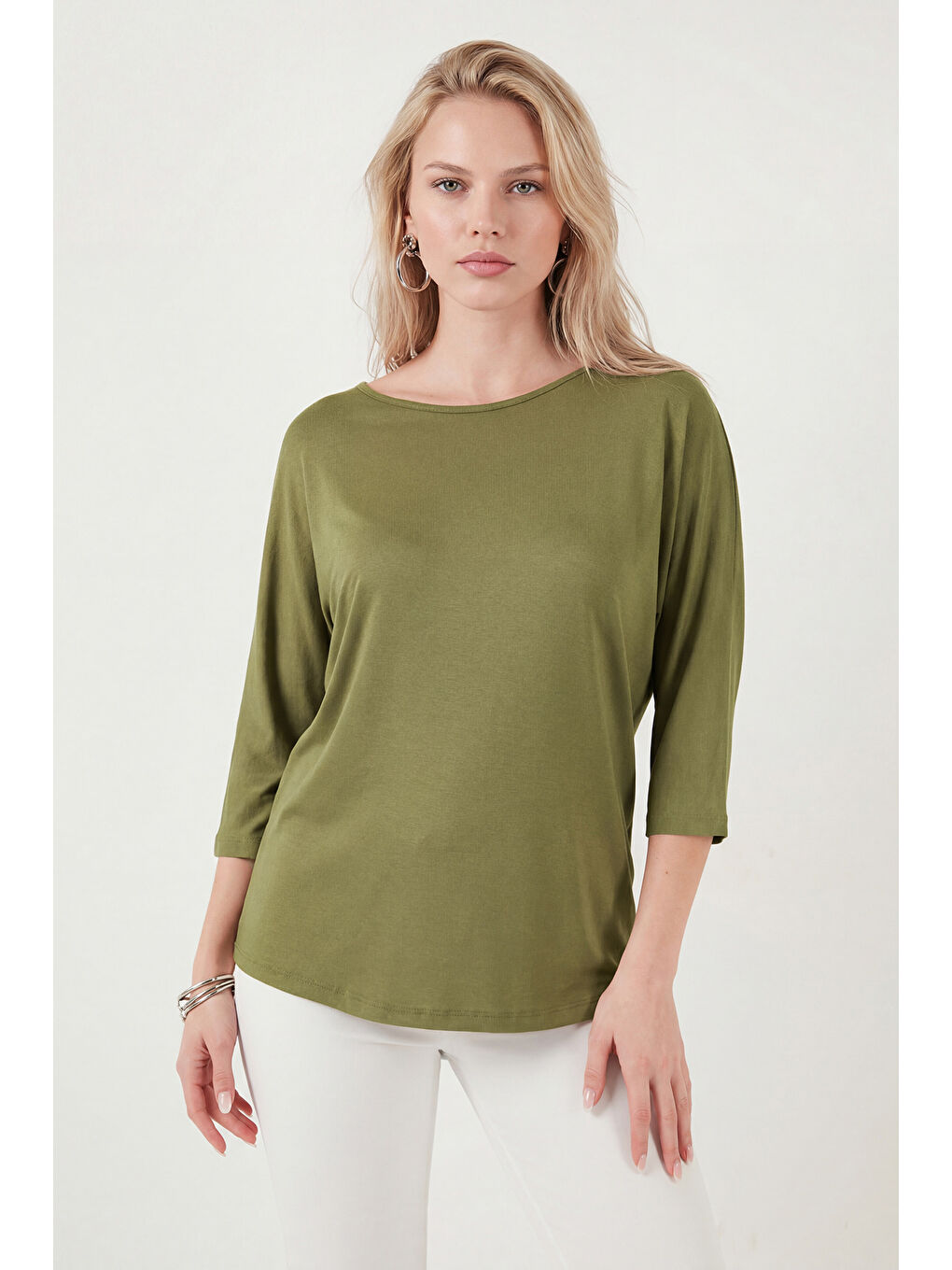 Yeşil Bisiklet Yaka Truvakar Kol Kadın Bluz 5861416Y-2