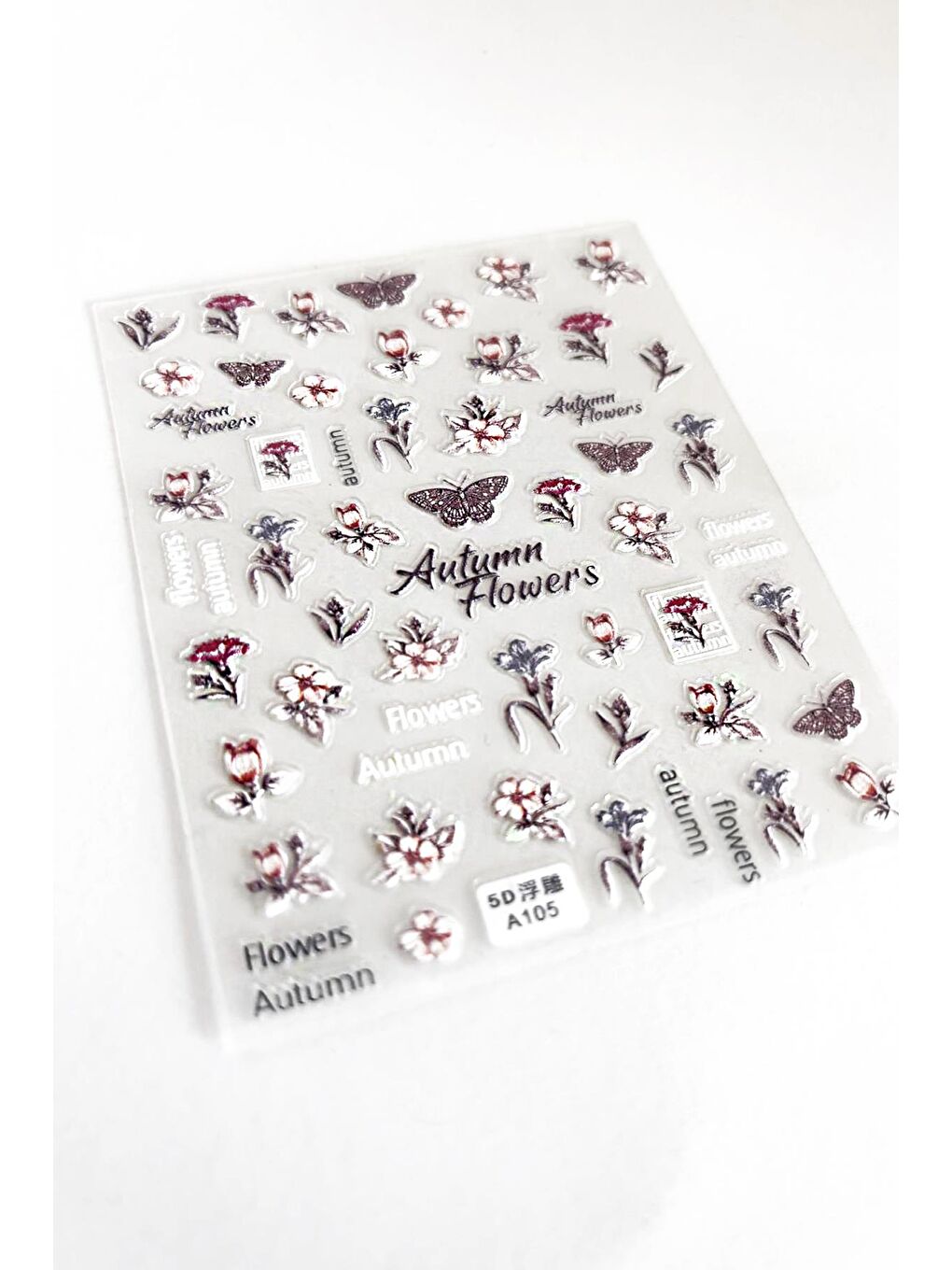 Autumn Flowers Kendinden Yapışkanlı Tırnak Sticker-2