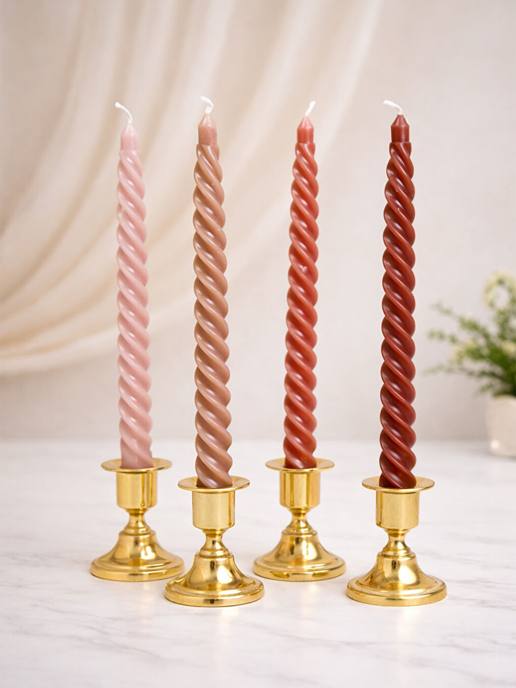 Kahverengi Gift Moda 25 cm. 4 Lü Konik Mum (BM-2144)-3