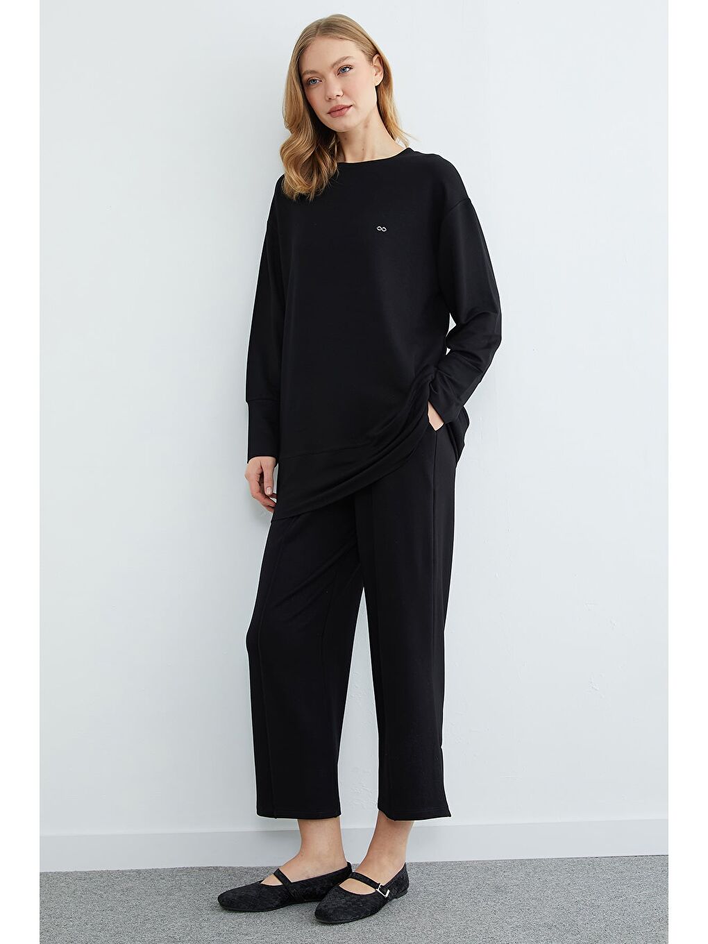 Siyah Fullamodest Büyük Beden Çimalı Modal 2 Li Takım-4