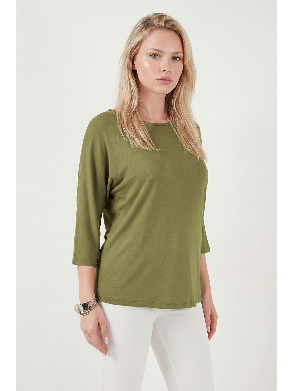 Yeşil Bisiklet Yaka Truvakar Kol Kadın Bluz 5861416Y-3