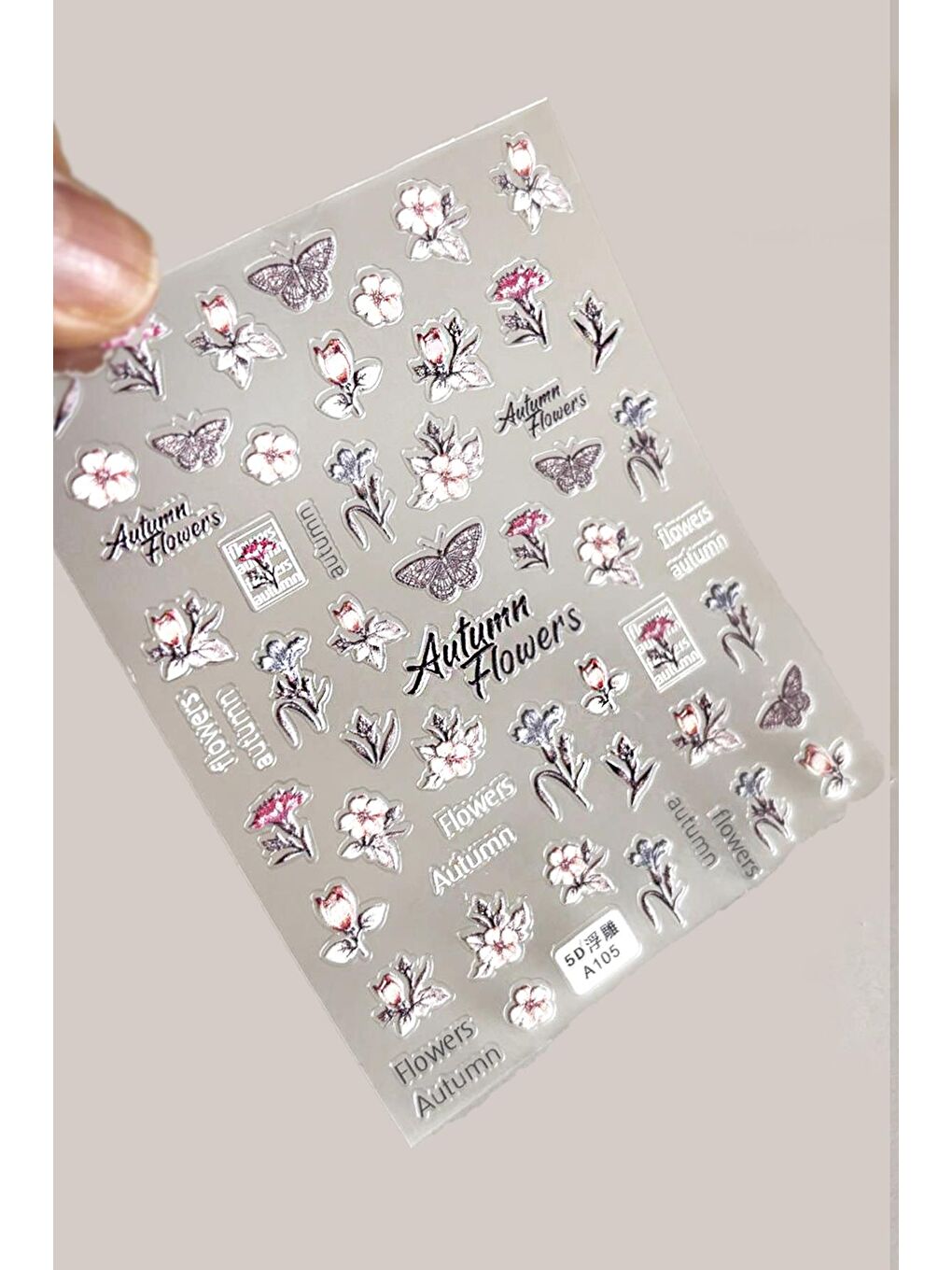 Autumn Flowers Kendinden Yapışkanlı Tırnak Sticker-3