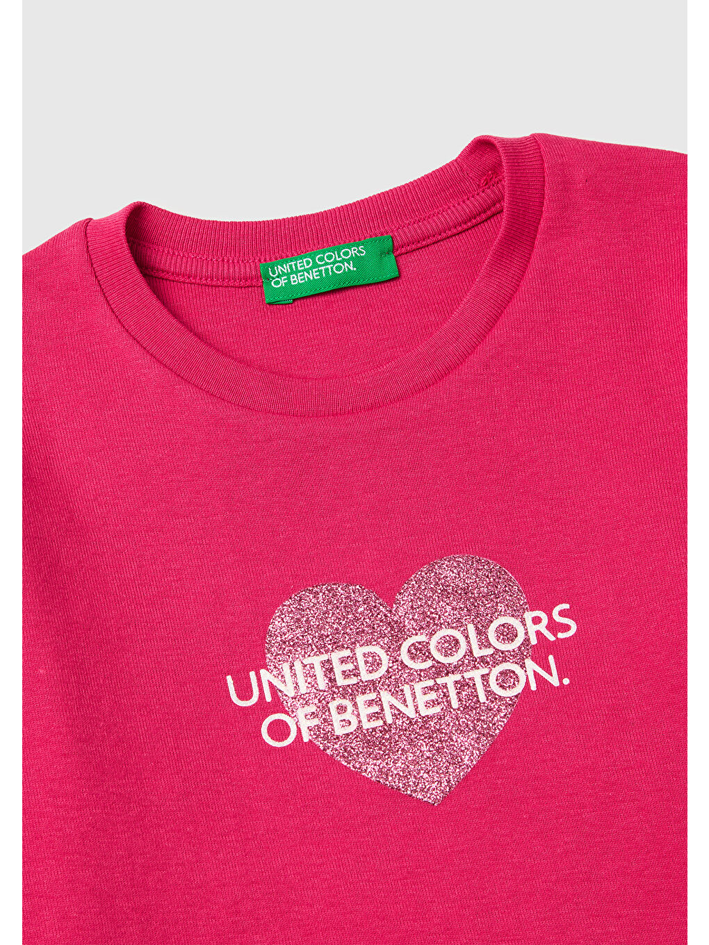 Kız Çocuk Koyu Pembe Simli Renkli Grafik Baskılı Yuvarlak Yaka Uzun Kollu T-Shirt-2