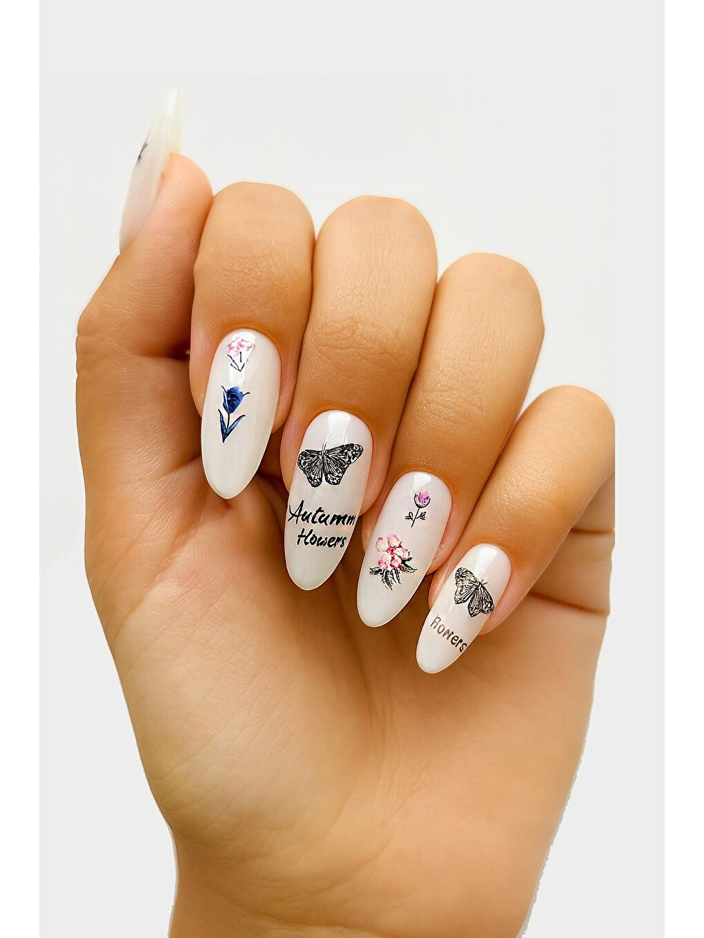 Autumn Flowers Kendinden Yapışkanlı Tırnak Sticker-5