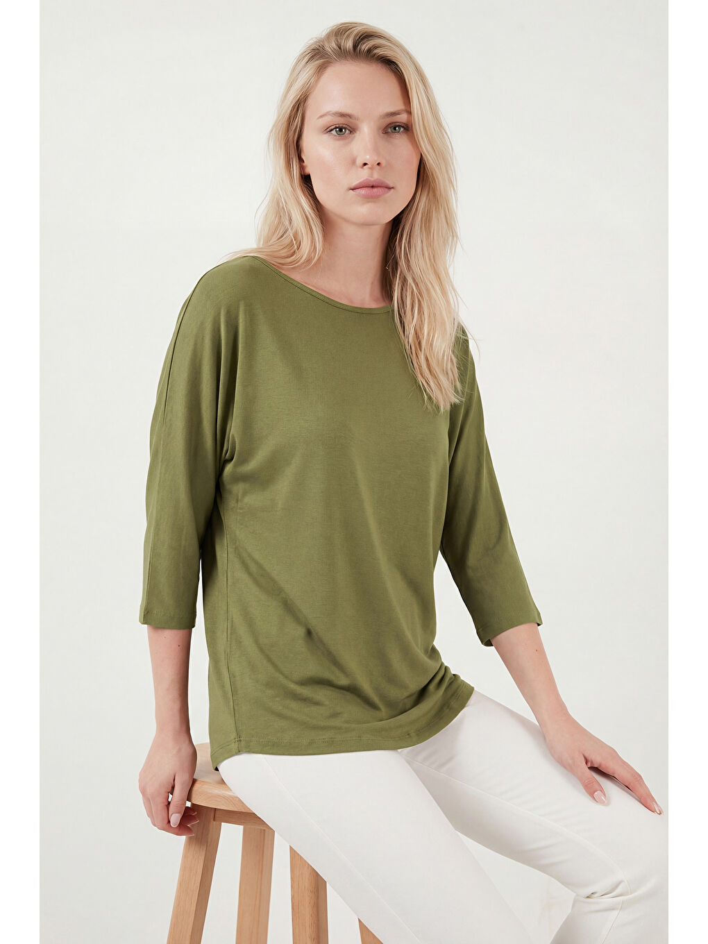 Yeşil Bisiklet Yaka Truvakar Kol Kadın Bluz 5861416Y-5