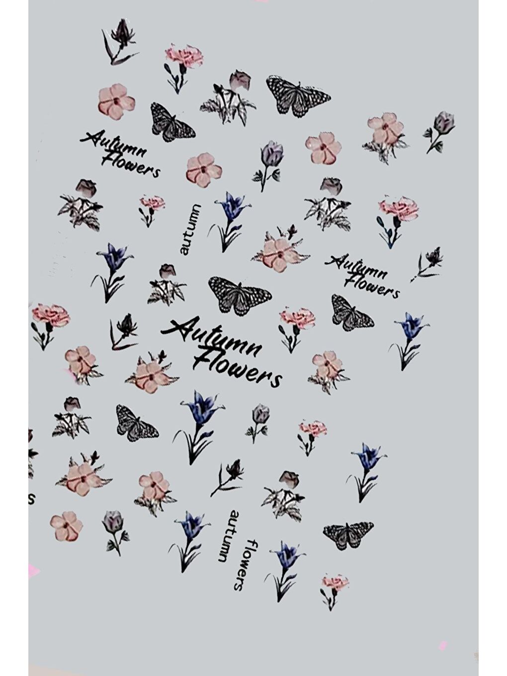 Autumn Flowers Kendinden Yapışkanlı Tırnak Sticker-6