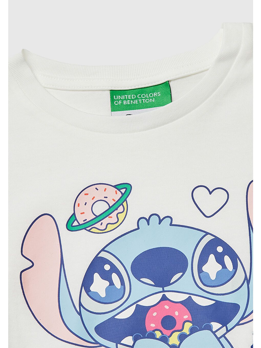Kız Çocuk Beyaz Baskılı Yama Detaylı Etek Ucu Logo Detaylı T-Shirt-2