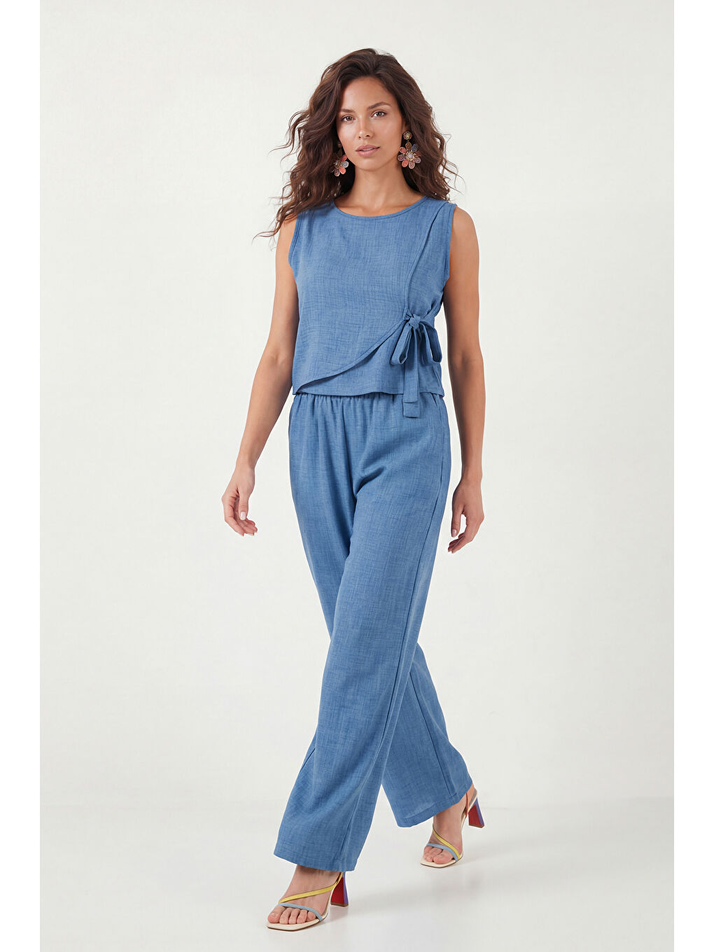 Mavi Regular Fit Bağlama Detaylı Bisiklet Yaka Kadın Takım 5866466-2