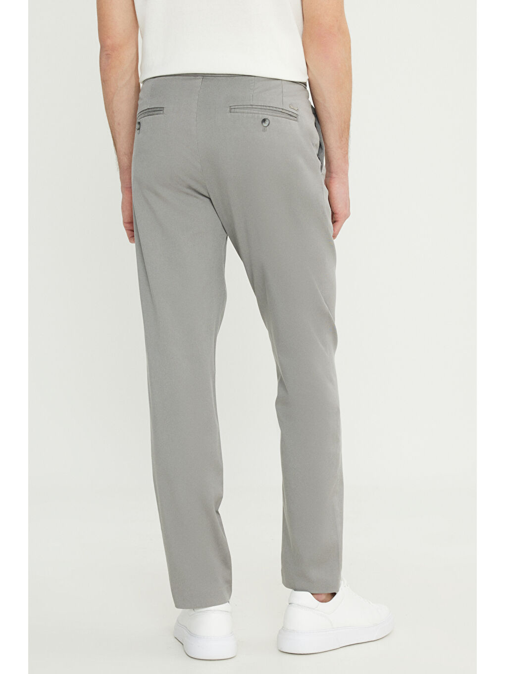 Erkek Açık Bej Pamuklu Slim Fit Dar Kesim Yan Cep Esnek Casual Pantolon-5