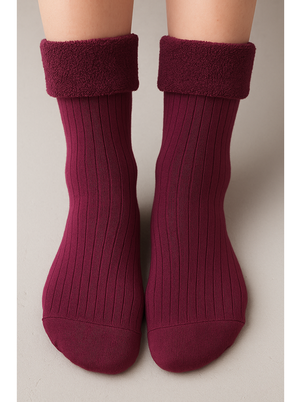 Kız Çocuk Havlu Çorap Koyu Bordo-1