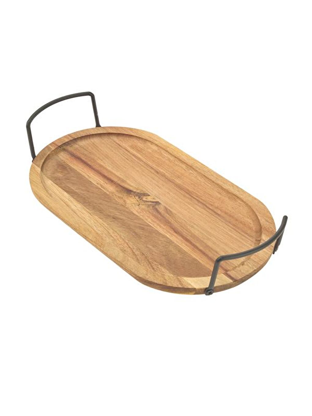 Akasya Metal Kuplu Tepsi - Kahverengi - 31x18x5 cm-2