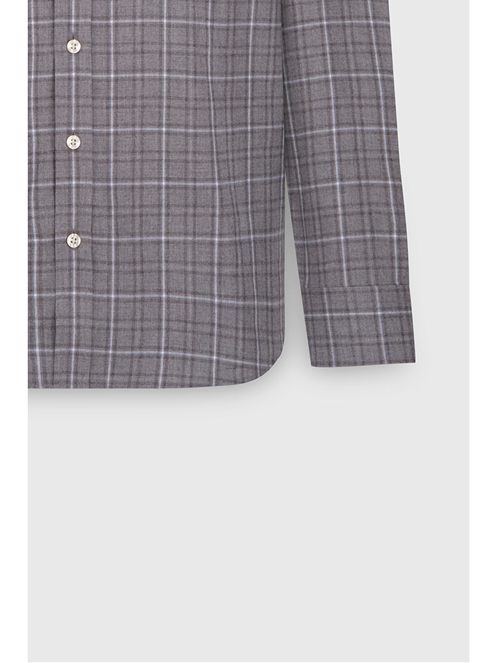 Erkek Antrasit-Gri %100 Pamuk Slim Fit Dar Kesim Düğmeli Yaka Kareli Flanel Gömlek-9