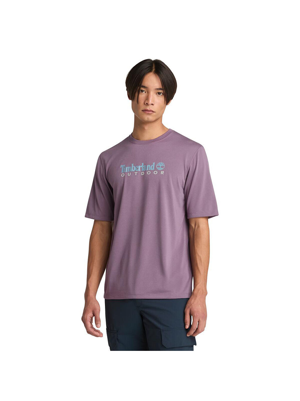 Anti Uv Outdoor Graphic Erkek Mor Yuvarlak Yaka Spor Tişört