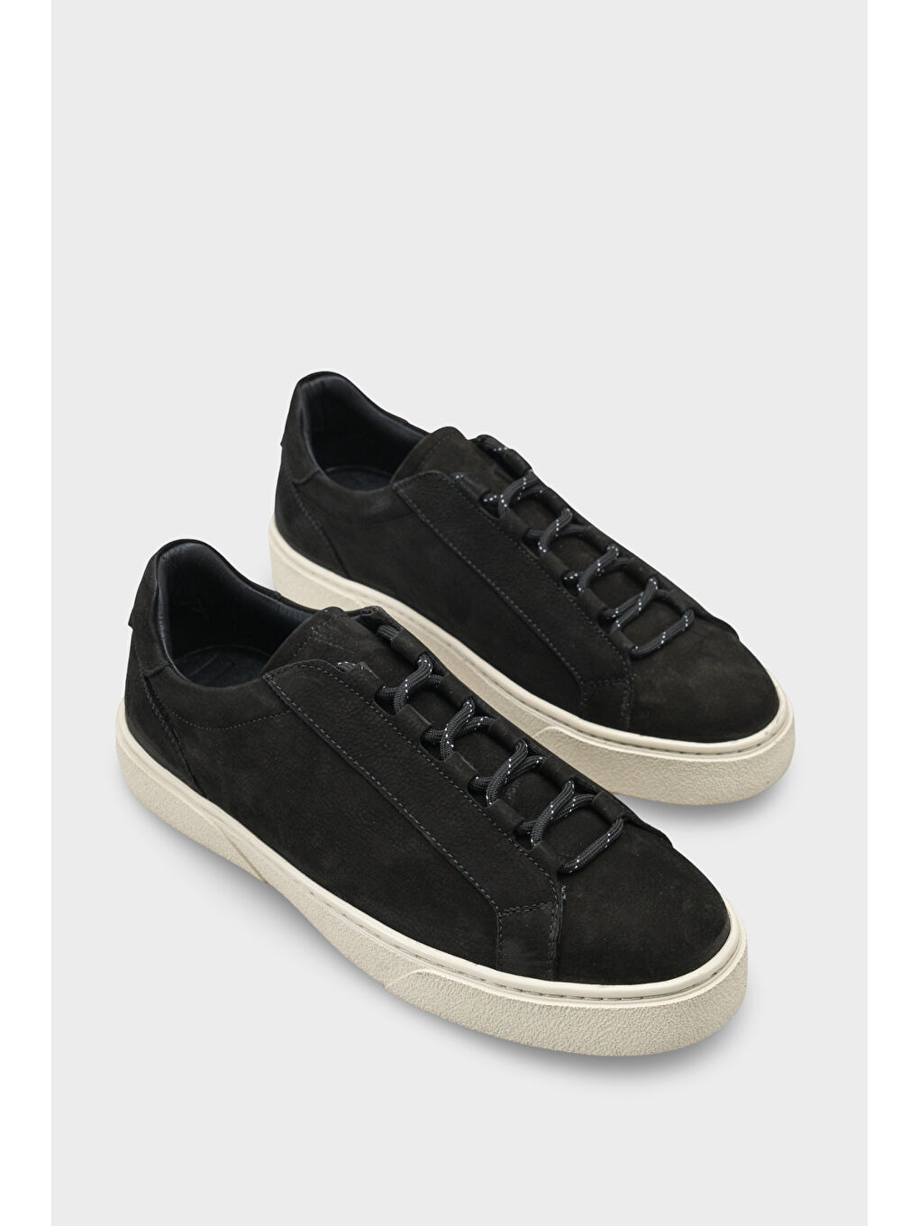 Siyah Efram Hakiki Deri Nubuk Gizli Bağcıklı Erkek Günlük Spor Ayakkabı Sneaker-1