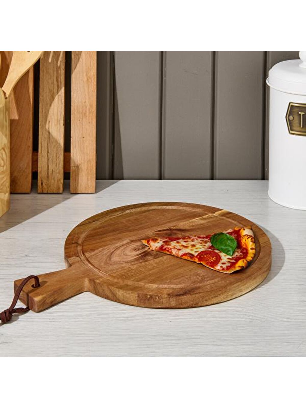 Akasya Yuvarlak Kesme Tahtası - Kahverengi - 32x25x1,5 cm