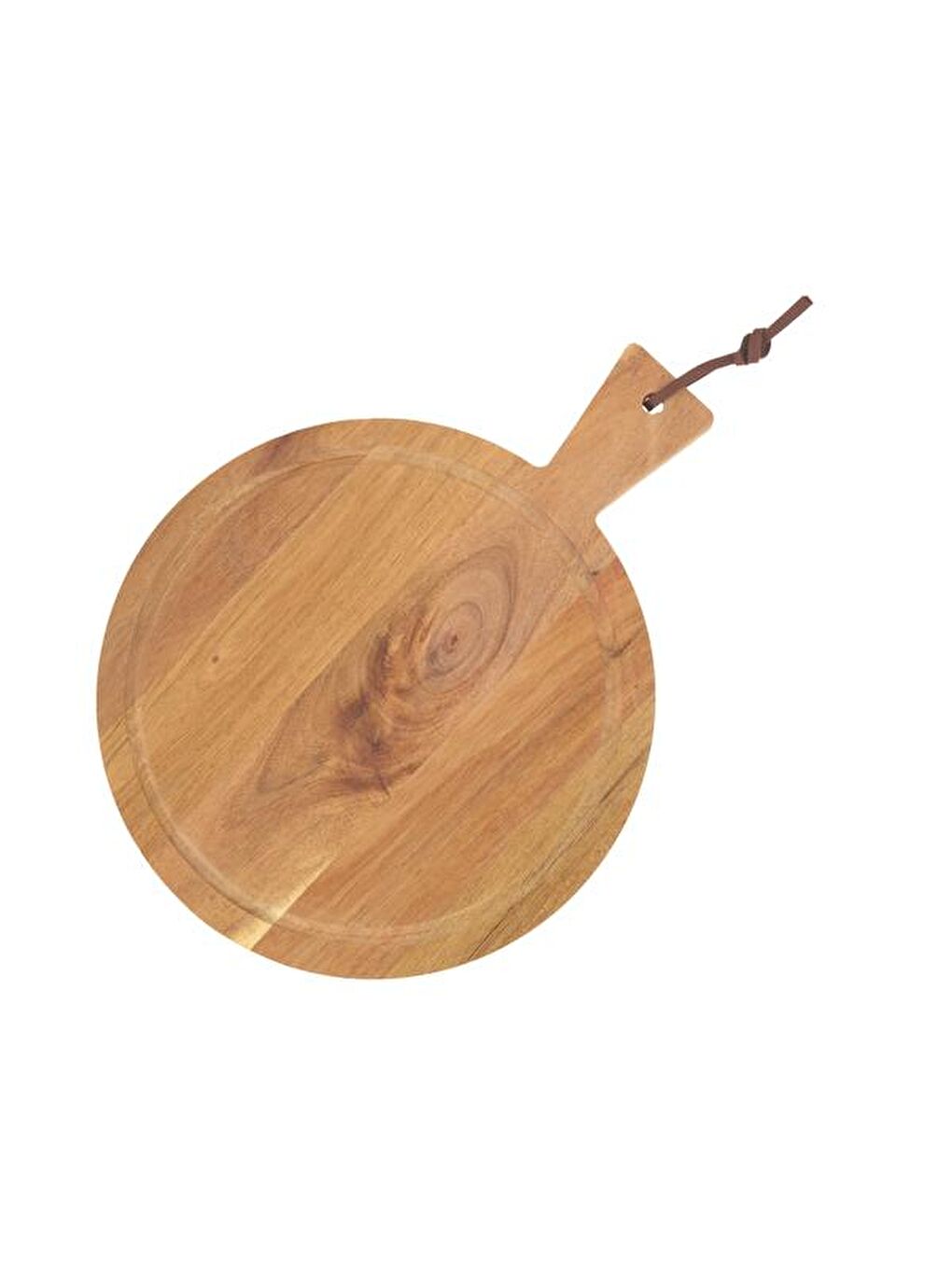 Akasya Yuvarlak Kesme Tahtası - Kahverengi - 32x25x1,5 cm-2