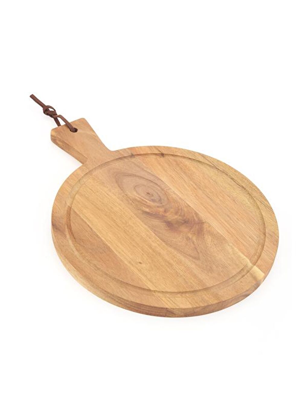 Akasya Yuvarlak Kesme Tahtası - Kahverengi - 32x25x1,5 cm-3