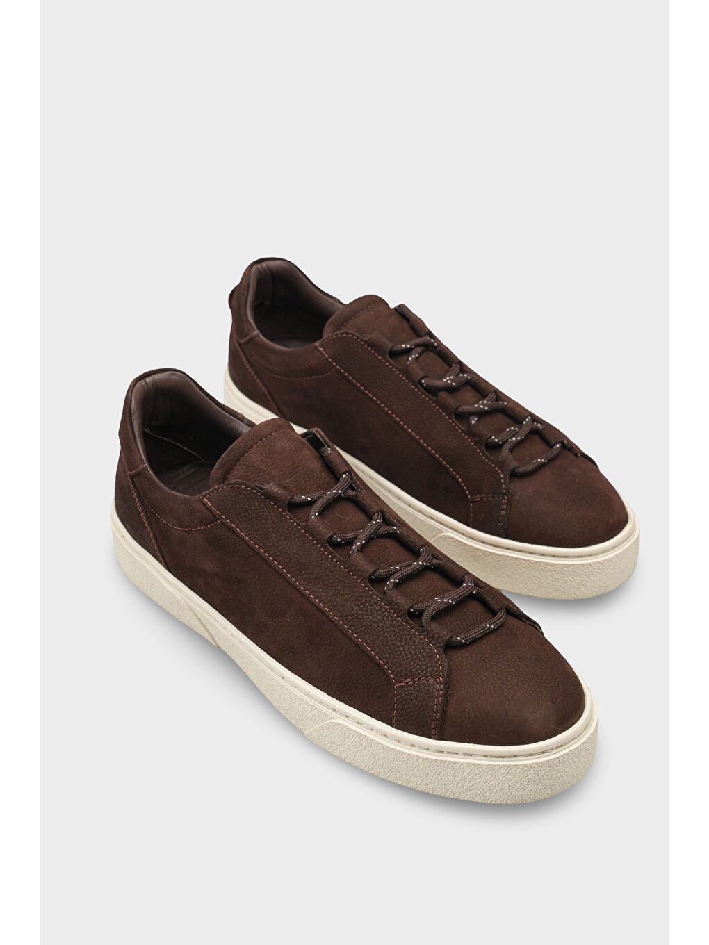 Kahverengi Efram Hakiki Deri Nubuk Gizli Bağcıklı Erkek Günlük Spor Ayakkabı Sneaker-1