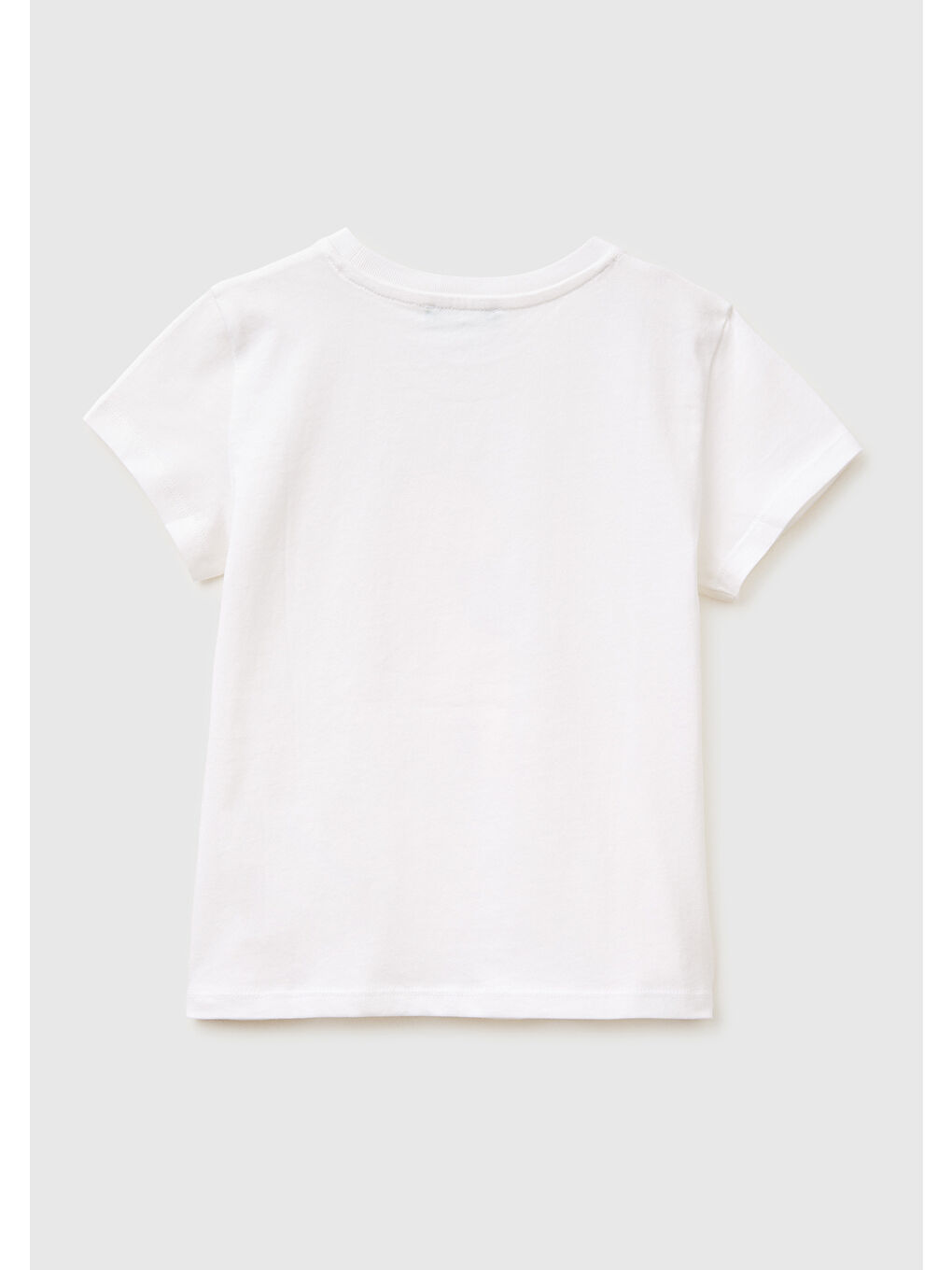 Kız Çocuk Beyaz Simli Su Bazlı Baskılı Bisiklet Yaka T-Shirt-1