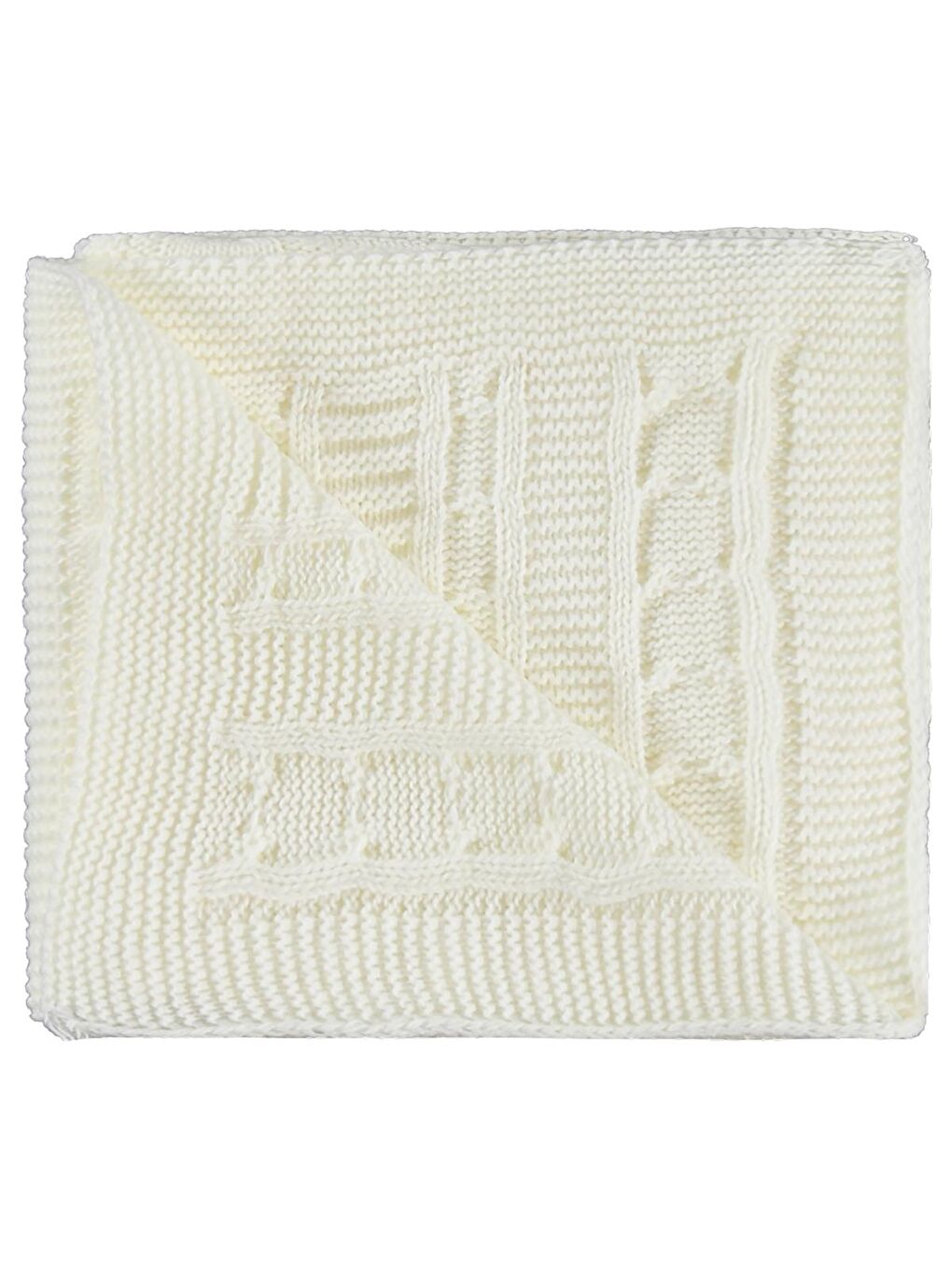 Y26Y310 Baby Saç Örgü Triko 95*100 Battaniye - Ekru Standart-1