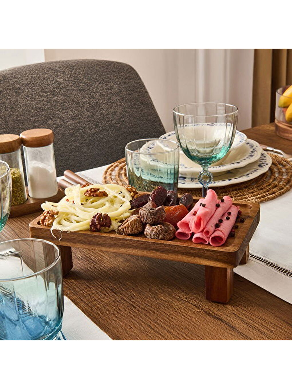 Akasya Sunumluk - Kahverengi - 25x14 cm