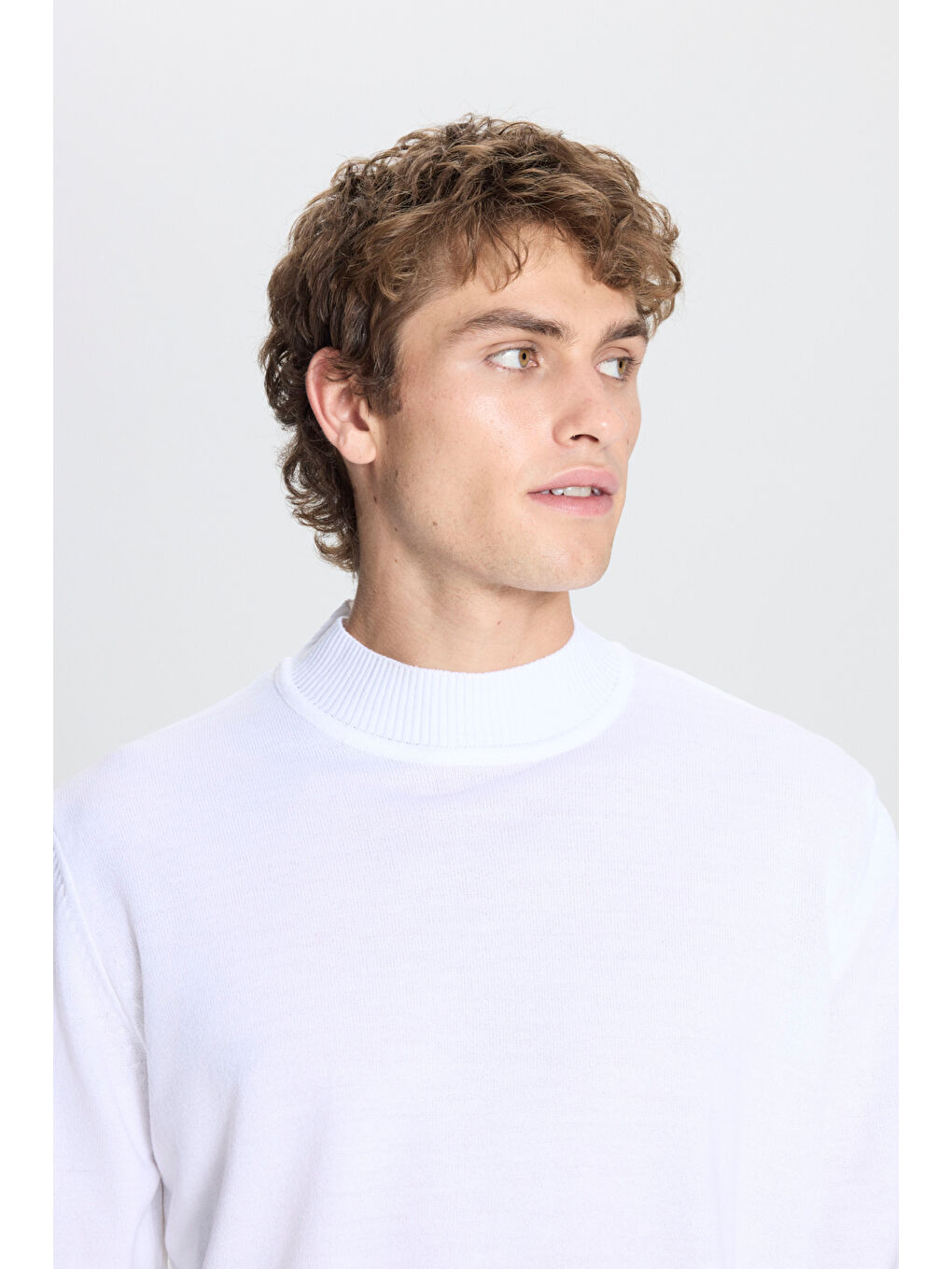 Erkek Ekru Tüylenme Yapmayan Anti-Pilling Standart Fit Yarım Balıkçı Yaka Triko Kazak-6