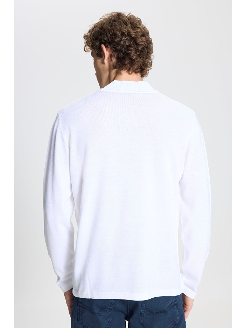 Erkek Ekru Tüylenme Yapmayan Anti-Pilling Standart Fit Yarım Balıkçı Yaka Triko Kazak-8