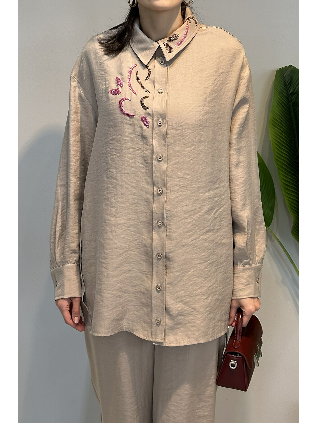 Elegant Flow Gömlek 5251 Bej-1