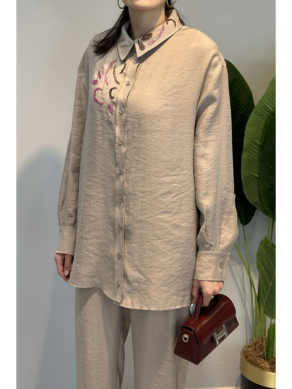 Elegant Flow Gömlek 5251 Bej-2