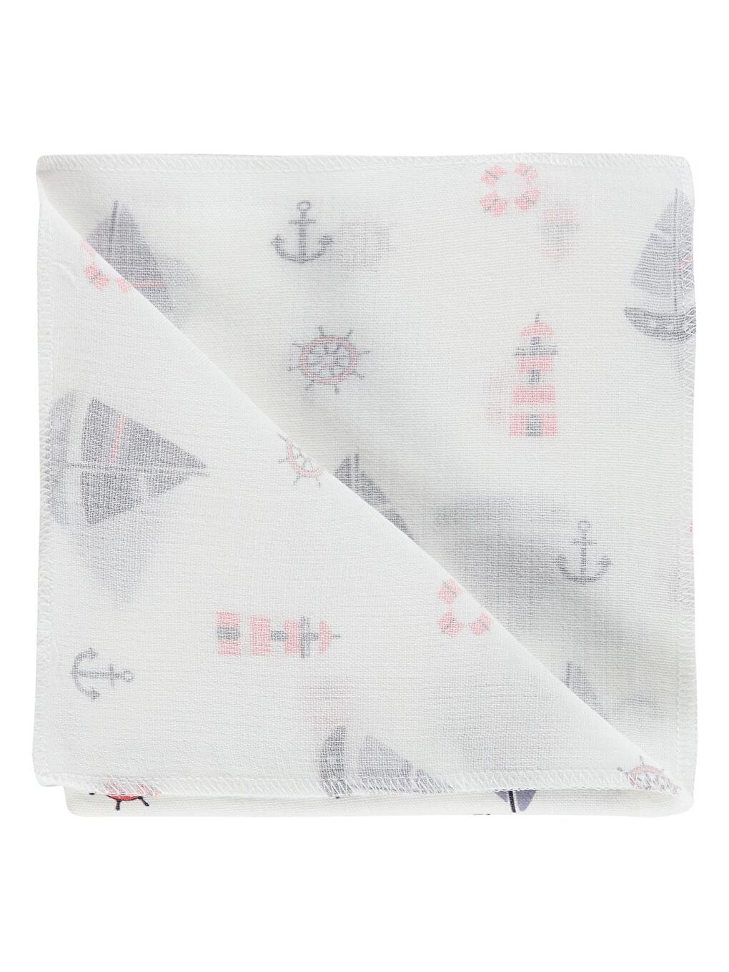 Baby Yelken Baskılı Müslin 75*75 Battaniye - Beyaz Standart-1
