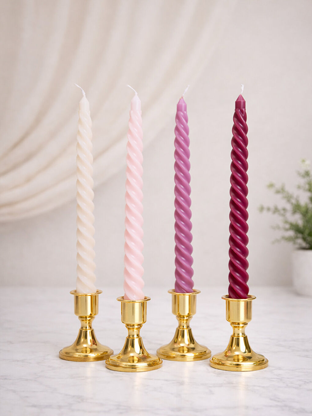 Kahverengi Gift Moda 25 cm. 4 Lü Konik Mum (BM-2144)-7